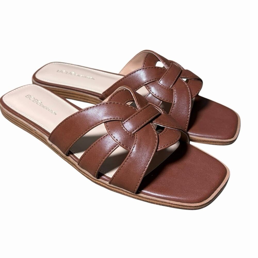 BCBGeneration Meltem Square Toe Slide Sandal Brown Size 10 NEW